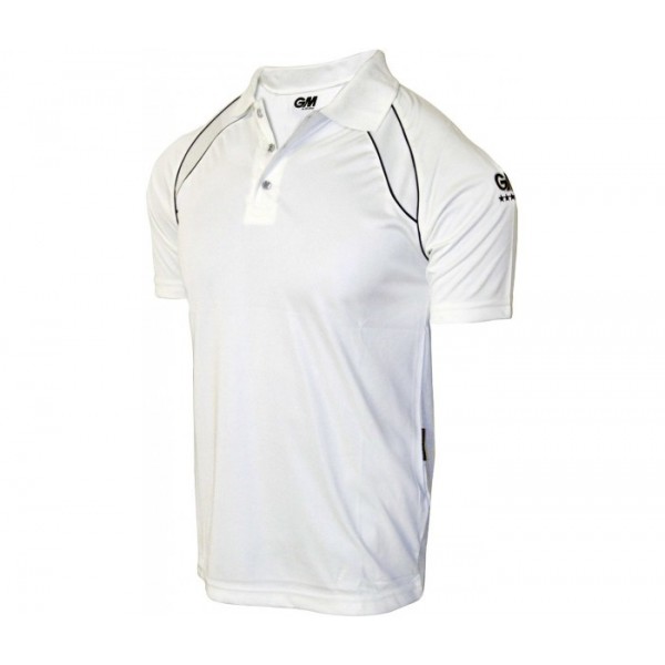 GM 8208 (White With Navy Trim) Half Sleeve Cricket Tshirt